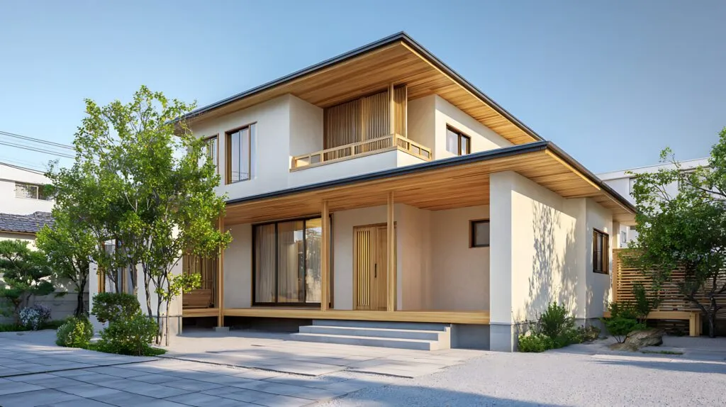 引渡しを迎えた和モダンな住まいの外観